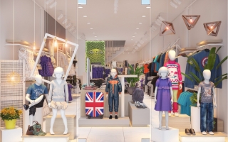 Mách bạn một vài cách mẹo trang trí shop quần áo trẻ em có diện tích nhỏ